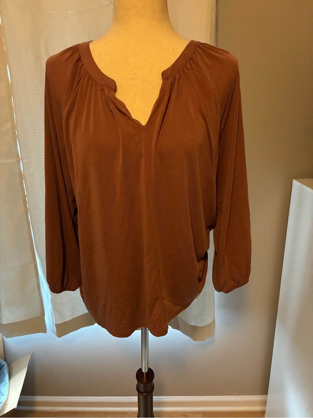 Lucky Brand Mauve Split-Neck Blouse